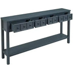 Console d'entrée rustique, table de canapé de 152 cm de long avec deux tiroirs de tailles différentes et une étagère inférieure pour le rangement (Espresso)
