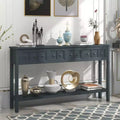 Console d'entrée rustique, table de canapé de 152 cm de long avec deux tiroirs de tailles différentes et une étagère inférieure pour le rangement (Espresso)