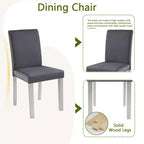 Ensemble de salle à manger 5 pièces avec table rectangulaire et 4 chaises rembourrées, table de salle à manger en bois avec décoration en cristal et ensemble de chaises