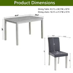 Ensemble de salle à manger 5 pièces avec table rectangulaire et 4 chaises rembourrées, table de salle à manger en bois avec décoration en cristal et ensemble de chaises