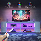 PINMOCO Meuble TV laqué brillant de 178 cm pour téléviseurs jusqu'à 80 pouces avec éclairage LED et étagères latérales réglables Meuble multimédia