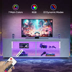 PINMOCO Meuble TV laqué brillant de 178 cm pour téléviseurs jusqu'à 80 pouces avec éclairage LED et étagères latérales réglables Meuble multimédia