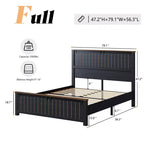 AMERLIFE Lit de style ferme avec tête de lit de 119 cm de haut et portes de grange coulissantes