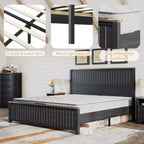 AMERLIFE Lit de style ferme avec tête de lit de 119 cm de haut et portes de grange coulissantes