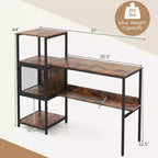 Bureau informatique Costway avec étagère, grand plateau large, étagères de rangement, cadre en métal