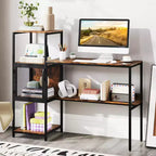 Bureau informatique Costway avec étagère, grand plateau large, étagères de rangement, cadre en métal