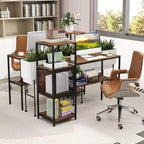 Bureau informatique Costway avec étagère, grand plateau large, étagères de rangement, cadre en métal