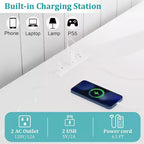 Meuble de buffet Acekool avec station de recharge et lumières LED - Rangement réglable pour cuisine, salle à manger et salon (noir)