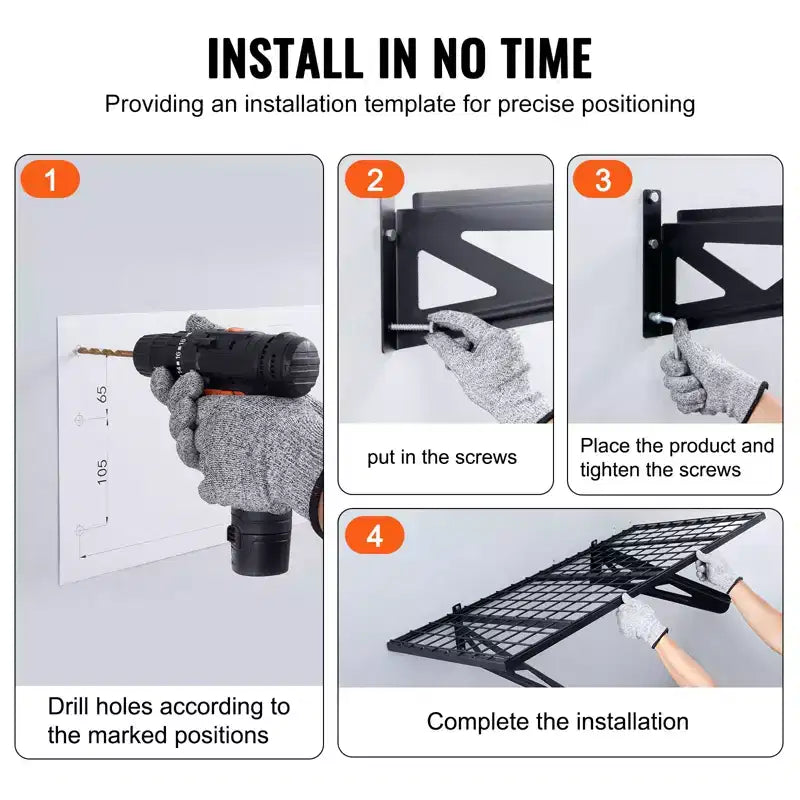 Étagères de rangement de garage VEVOR, lot de 2, étagères de garage murales robustes de 122 x 61 cm, capacité de charge de 227 kg (au total), porte-charges de garage