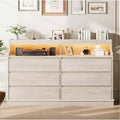 51 Wide Chest of Drawers, 6 Drawers Modern Chest, with LED Lights, Charging Station, Open Shelf, for Living Room
