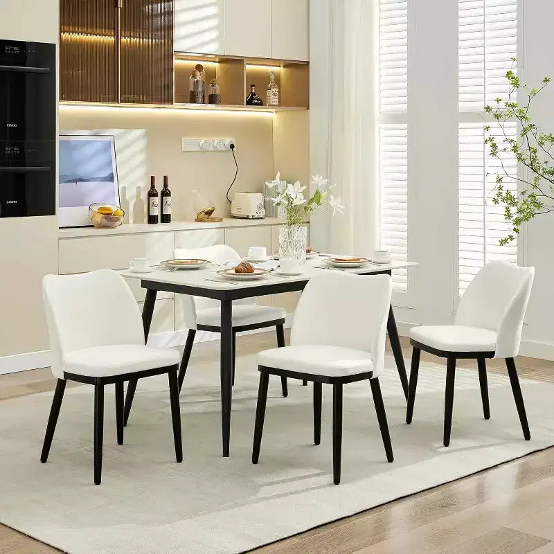 Upholstered Fabric Dining Room Side Chairs, Chair for Dining Room with Padded Seat and Wood Legs
