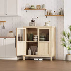 Acekool Buffet de Ferme 29 : Armoire à Portes Vitrées avec Étagères Réglables, Meuble de Rangement Étroit pour Cuisine, Salle à Manger et Petits Espaces (Finition Poire)