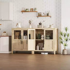 Acekool Buffet de Ferme 29 : Armoire à Portes Vitrées avec Étagères Réglables, Meuble de Rangement Étroit pour Cuisine, Salle à Manger et Petits Espaces (Finition Poire)