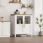 Acekool Buffet de Ferme 29 : Armoire à Portes Vitrées avec Étagères Réglables, Meuble de Rangement Étroit pour Cuisine, Salle à Manger et Petits Espaces (Finition Poire)