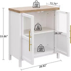 Acekool Buffet de Ferme 29 : Armoire à Portes Vitrées avec Étagères Réglables, Meuble de Rangement Étroit pour Cuisine, Salle à Manger et Petits Espaces (Finition Poire)