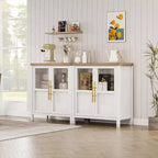 Acekool 29 Farmhouse Sideboard: Glass Door Cabinet with Adjustable Shelves, Narrow Storage for Kitchen, Dining & Small Spaces (Pear Finish)