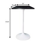 LeisureMod Verve Table à manger carrée 24 pouces hauteur bar - Plateau en MDF moderne avec piédestal blanc Table hauteur comptoir pour cuisine, maison et pub