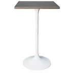 LeisureMod Verve Table à manger carrée 24 pouces hauteur bar - Plateau en MDF moderne avec piédestal blanc Table hauteur comptoir pour cuisine, maison et pub