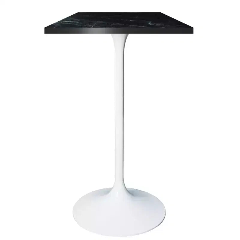 LeisureMod Verve Table à manger carrée 24 pouces hauteur bar - Plateau en MDF moderne avec piédestal blanc Table hauteur comptoir pour cuisine, maison et pub
