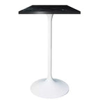 LeisureMod Verve Table à manger carrée 24 pouces hauteur bar - Plateau en MDF moderne avec piédestal blanc Table hauteur comptoir pour cuisine, maison et pub