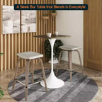 LeisureMod Verve Table à manger carrée 24 pouces hauteur bar - Plateau en MDF moderne avec piédestal blanc Table hauteur comptoir pour cuisine, maison et pub