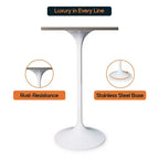 LeisureMod Verve Table à manger carrée 24 pouces hauteur bar - Plateau en MDF moderne avec piédestal blanc Table hauteur comptoir pour cuisine, maison et pub