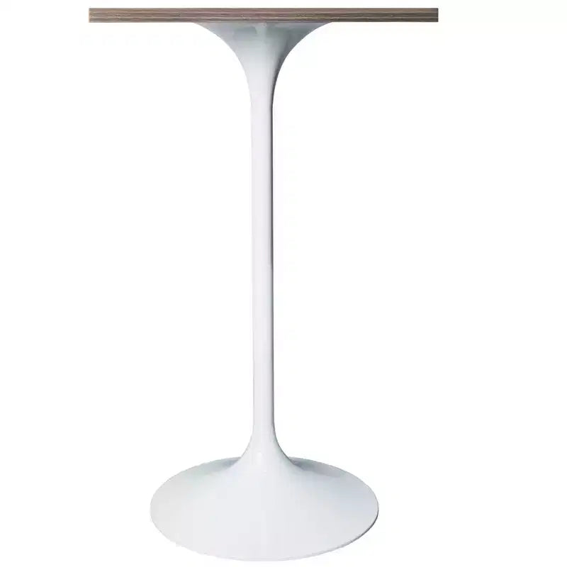 LeisureMod Verve Table à manger carrée 24 pouces hauteur bar - Plateau en MDF moderne avec piédestal blanc Table hauteur comptoir pour cuisine, maison et pub