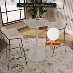 LeisureMod Verve Table à manger carrée 24 pouces hauteur bar - Plateau en MDF moderne avec piédestal blanc Table hauteur comptoir pour cuisine, maison et pub
