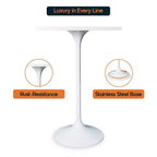LeisureMod Verve Table à manger carrée 24 pouces hauteur bar - Plateau en MDF moderne avec piédestal blanc Table hauteur comptoir pour cuisine, maison et pub