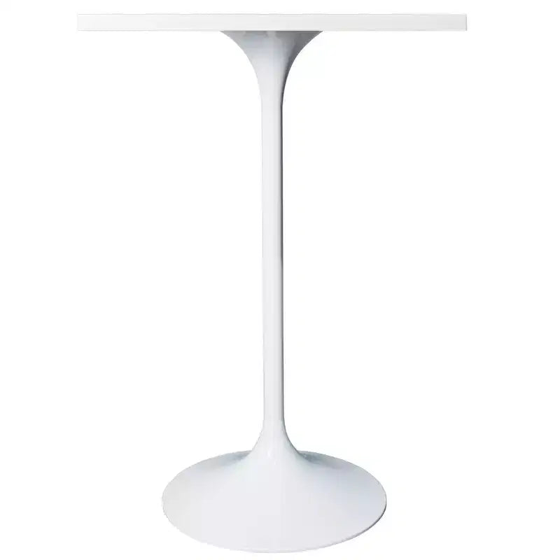 LeisureMod Verve Table à manger carrée 24 pouces hauteur bar - Plateau en MDF moderne avec piédestal blanc Table hauteur comptoir pour cuisine, maison et pub