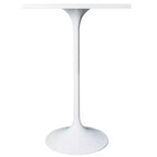 LeisureMod Verve Table à manger carrée 24 pouces hauteur bar - Plateau en MDF moderne avec piédestal blanc Table hauteur comptoir pour cuisine, maison et pub