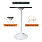 LeisureMod Verve Table à manger carrée 24 pouces hauteur bar - Plateau en MDF moderne avec piédestal blanc Table hauteur comptoir pour cuisine, maison et pub
