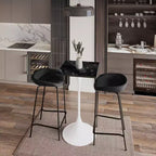 LeisureMod Verve Table à manger carrée 24 pouces hauteur bar - Plateau en MDF moderne avec piédestal blanc Table hauteur comptoir pour cuisine, maison et pub