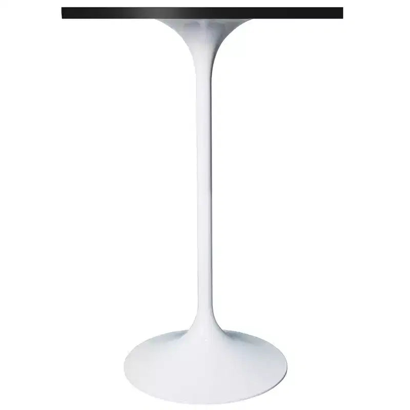 LeisureMod Verve Table à manger carrée 24 pouces hauteur bar - Plateau en MDF moderne avec piédestal blanc Table hauteur comptoir pour cuisine, maison et pub