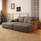 74.8 Modern Sofa bed With Dual sleeper, lounger for moviebonus room,Camel (Plush Corduroy Fabric)
