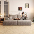 74,8 Canapé-lit moderne avec deux couchages, chaise longue pour salle de cinéma/salle de jeux, couleur Chameau (Tissu velours côtelé moelleux)