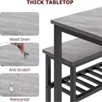 Ensemble table à manger pour 4 avec chaises et banc, table de cuisine moderne, design métal et bois, pour petits appartements
