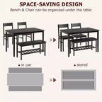 Ensemble table à manger pour 4 avec chaises et banc, table de cuisine moderne, design métal et bois, pour petits appartements