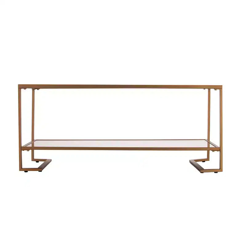 Horten Glass-Top Cocktail Table - Gold - SEI