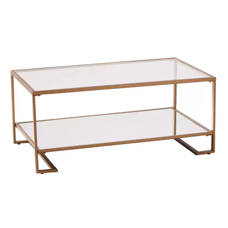 Table basse Horten à plateau en verre - Doré - SEI