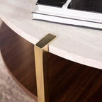 Table basse Ardmillan ronde aspect marbre - Laiton - SEI
