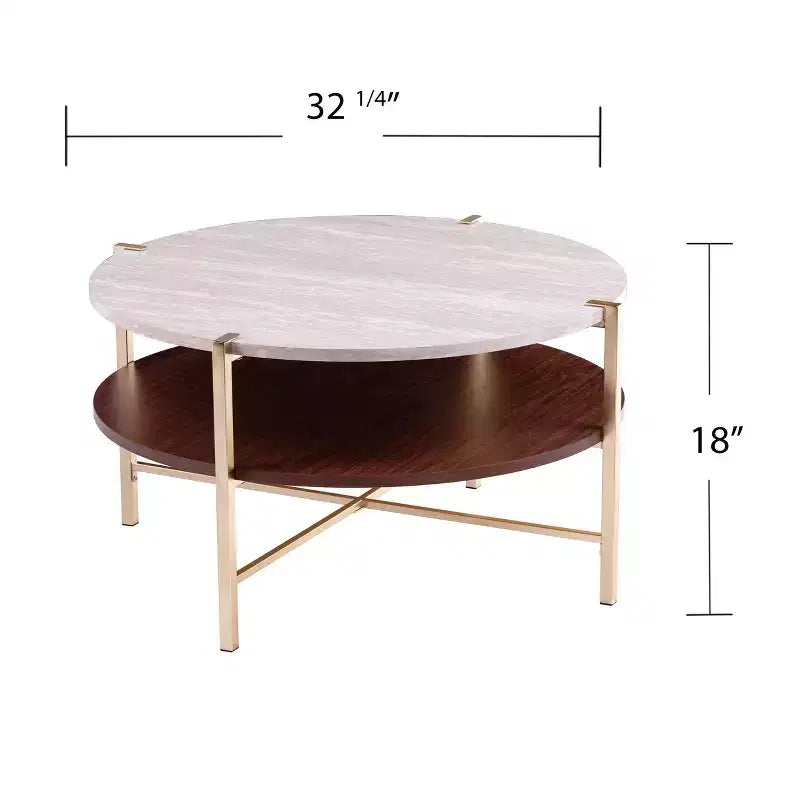 Table basse Ardmillan ronde aspect marbre - Laiton - SEI