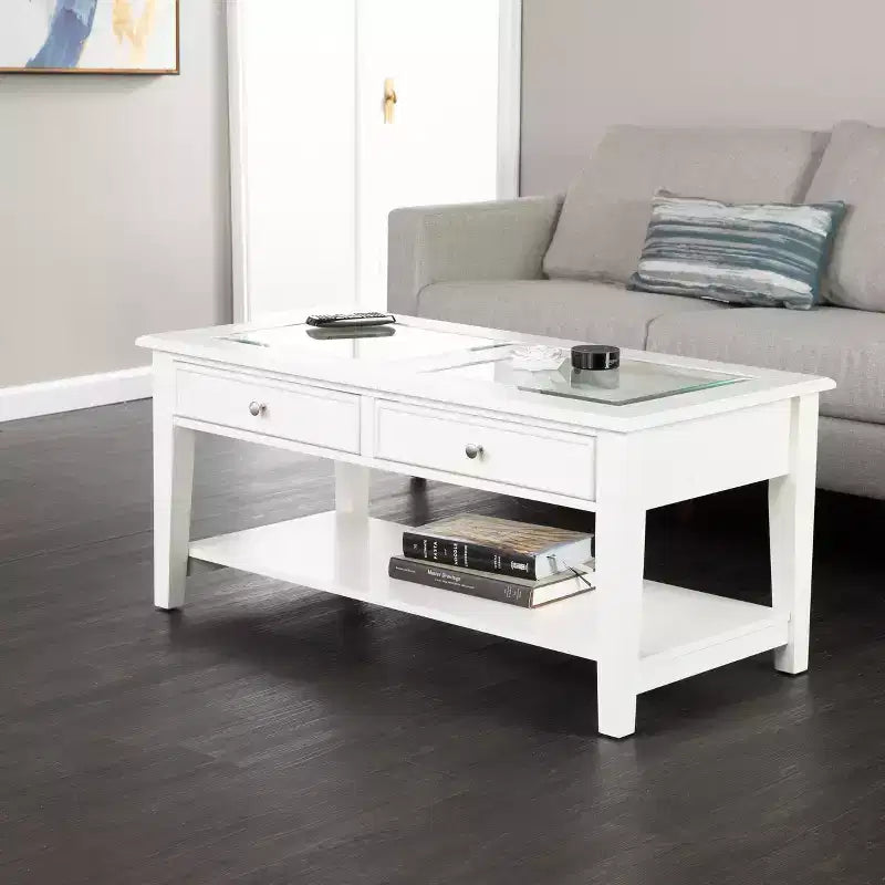 Table basse plateau verre Panorama - Blanc - SEI