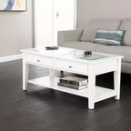 Table basse plateau verre Panorama - Blanc - SEI