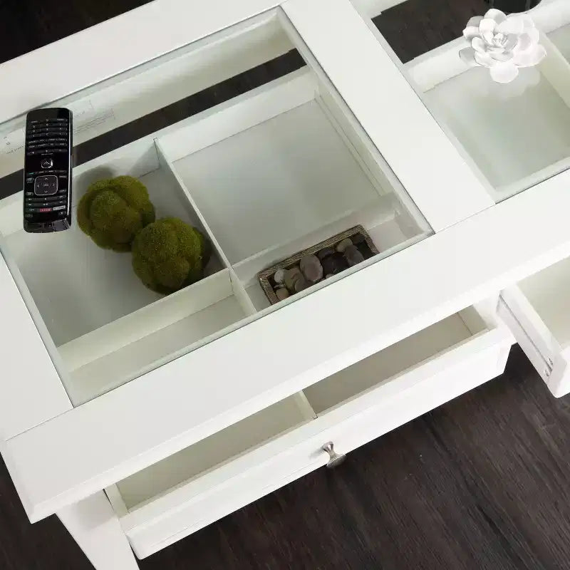 Table basse plateau verre Panorama - Blanc - SEI