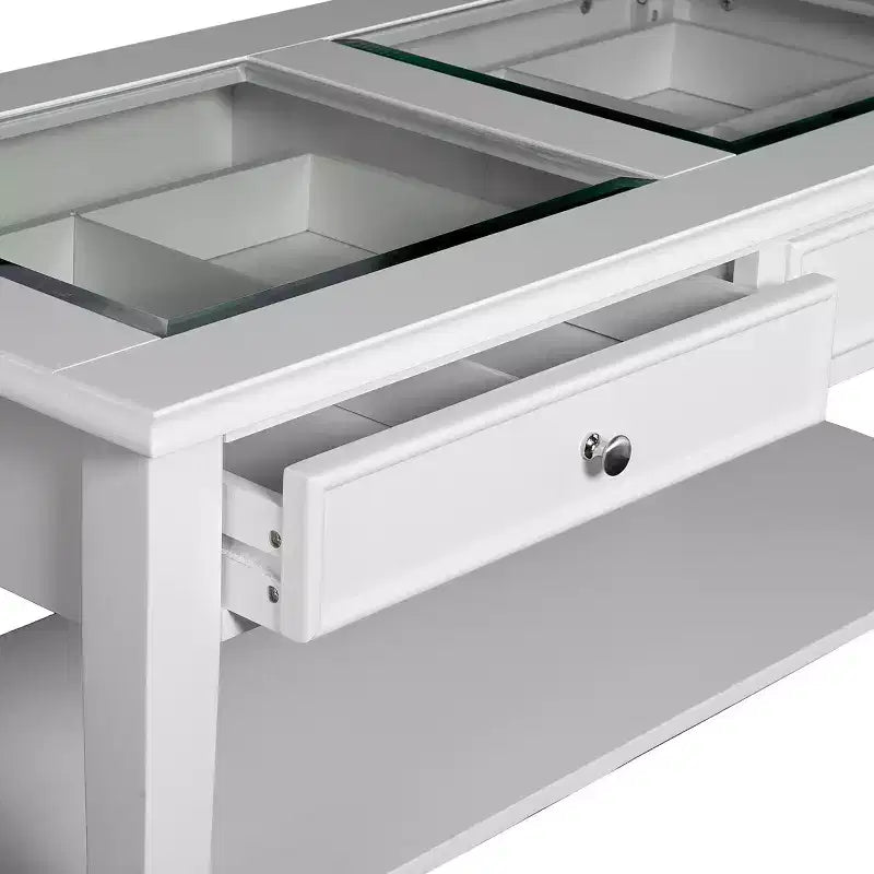 Table basse plateau verre Panorama - Blanc - SEI