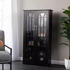Meuble de rangement pour médias avec vitre - Noir - SEI