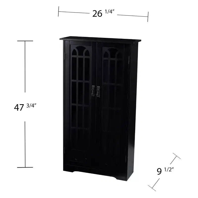Meuble de rangement pour médias avec vitre - Noir - SEI