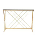 Dezby Modern Glass-Top Desk - Gold - SEI