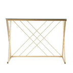 Dezby Modern Glass-Top Desk - Gold - SEI